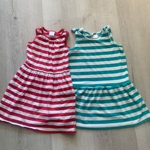 Bundle Hanna Andersson Twirl Tank Striped Dresses Size 6-7 red white blue summer